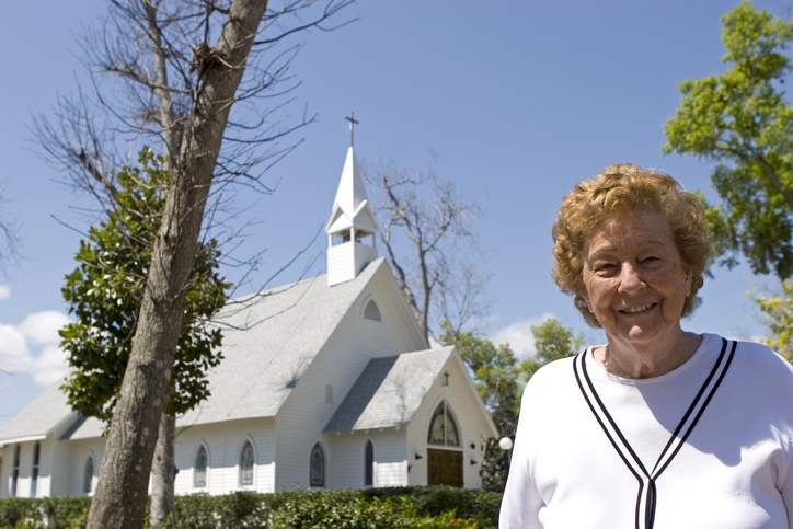 lady front church